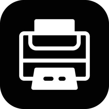 impresora cuadrado botón icono vector