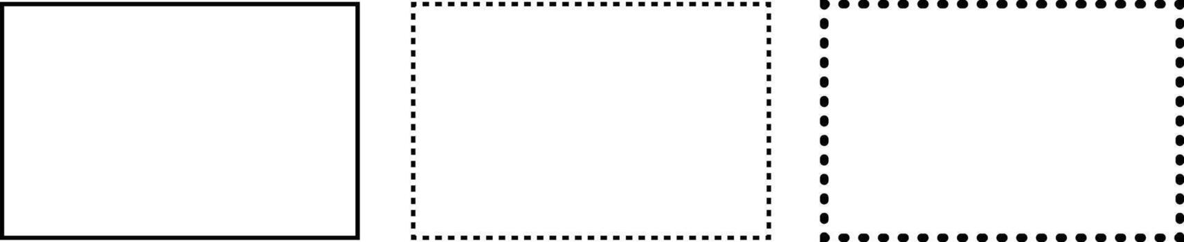 Rectangle Border Frame Icon Set Solid Dotted vector
