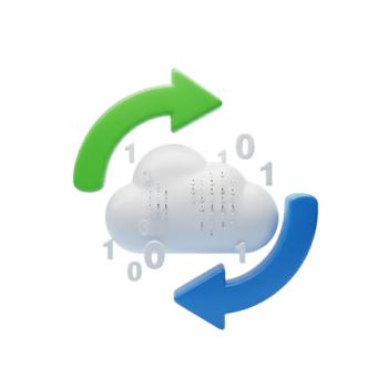 nuvem dados sincronização processo com binário código em transparente fundo png