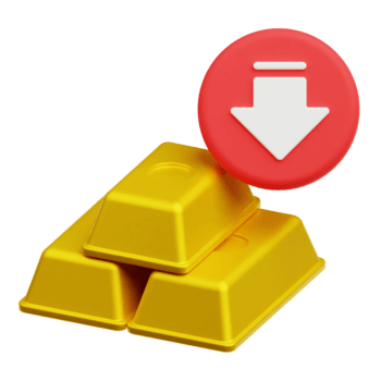 disminución oro barras 3d icono aislado en transparente antecedentes png