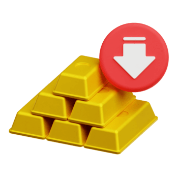 verminderen stapel van goud bars 3d icoon geïsoleerd Aan transparant achtergrond png