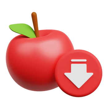 Decrease Apple 3D Icon Isolated On Transparent Background png