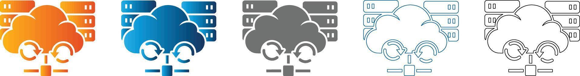 Cloud Computing Server Icon Set Flat Design Illustration vector