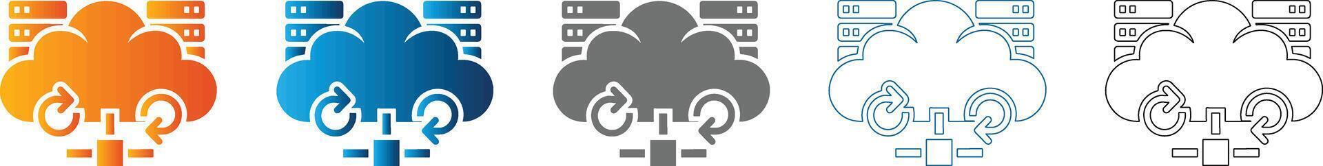 Cloud Computing Network Server Flat Design Illustration vector
