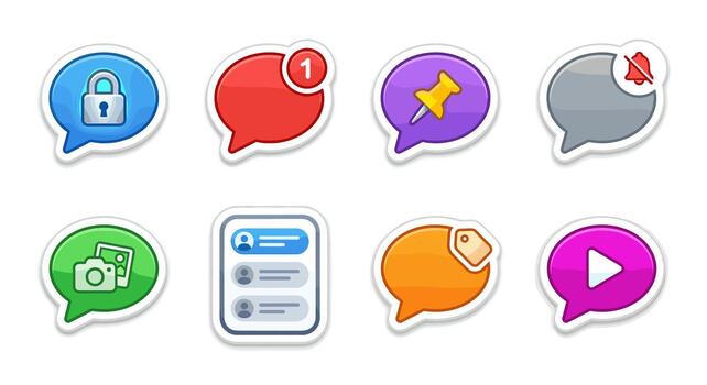 Speech bubble functionality icons set vector