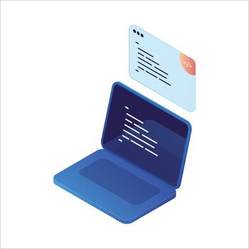 web codificación desarrollo programación software ilustración. isométrica aplicación informática grande datos programa código vector