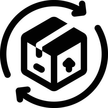 A solid style icon showing return process vector