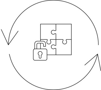 Security Puzzle Unlocking Solutions Through Iterative Problem Solving. vector