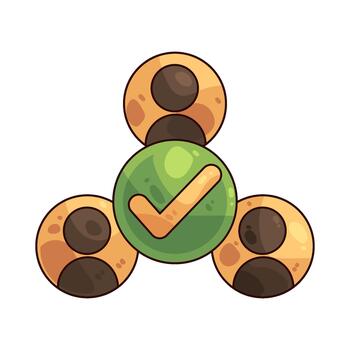 trabajo en equipo con marca de verificación vector