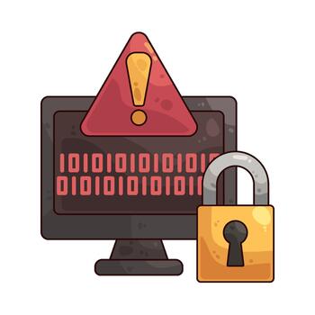 computadora seguridad advertencia con bloquear vector