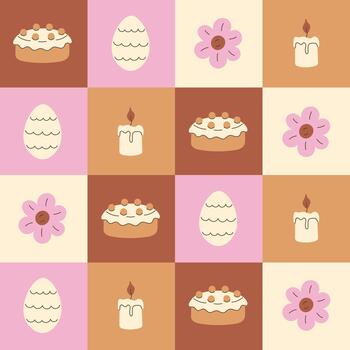 Pascua de Resurrección comida guingán sin costura modelo vector