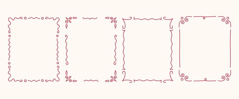 Vintage Wavy Rectangle Frames Set vector
