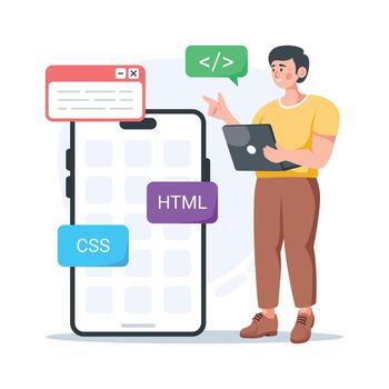 moderno plano ilustración de html css web estructura y diseño desarrollo vector