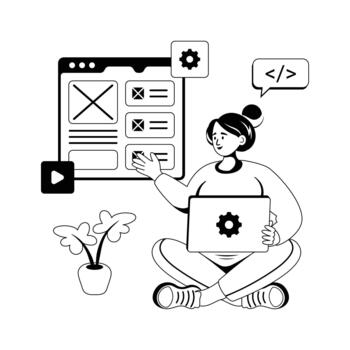 último glifo ilustración de sitio web diseño revisión y interfaz mejoramiento vector