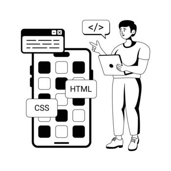 moderno glifo ilustración de html css web estructura y diseño desarrollo vector