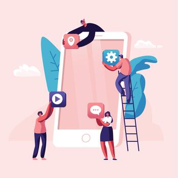 People designing a mobile application vector