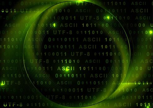 brillante verde brillante tecnología antecedentes con binario código números vector