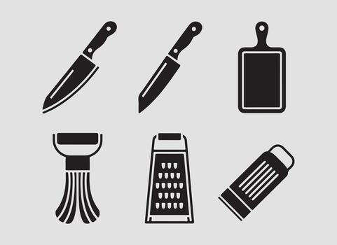 corte y básico deberes íconos sólido icono conjunto.corte herramienta sólido íconos vector