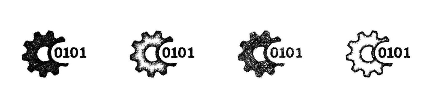 bosquejo datos Procesando icono diseño conjunto vector