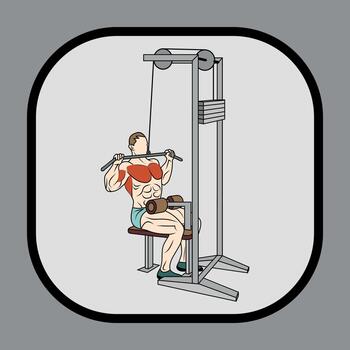 de colores detallado icono de un carrocero atleta ejecutando un vertical bloquear derribar ejercicio aislado en un blanco antecedentes vector