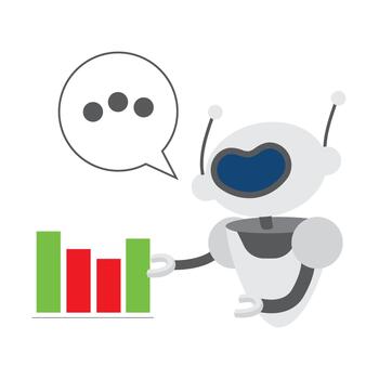 robot presentación bar gráfico datos vector