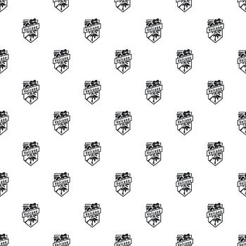 Repeating volcano shield logo pattern background vector