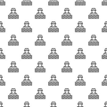 Construction worker bricklayer builder pattern background design vector