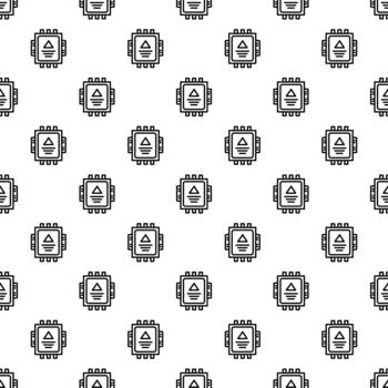 Computer microchip processor seamless pattern background vector