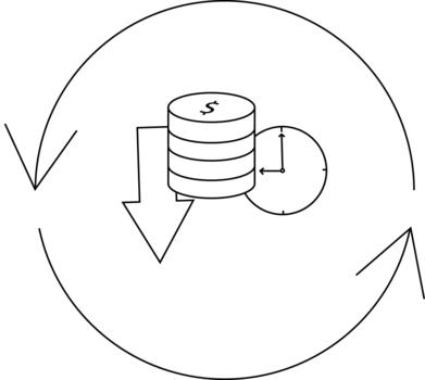 Database Synchronization Process with Time Management and Data Flow. vector