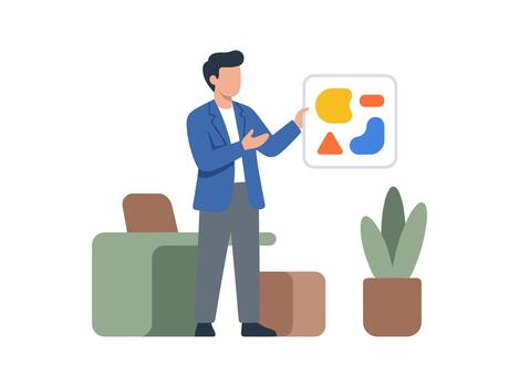 hombre presentación datos visualización cuadro. vector