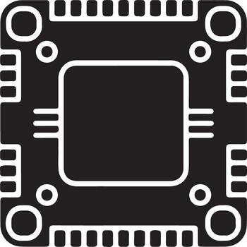 Microchip processor silhouette icon vector