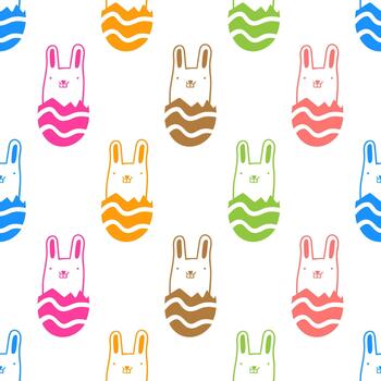 Conejo eclosión desde Pascua de Resurrección huevos repetir modelo. plano vistoso diseño vector