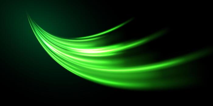 Green light swirl on black background vector