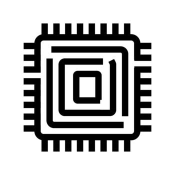 Processor microchip digital icon representing computing technology vector
