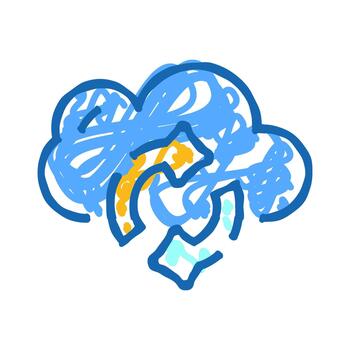 Cloud computing data refresh recycle doodle icon vector