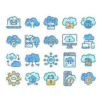 Cloud computing icons presenting data storage network vector
