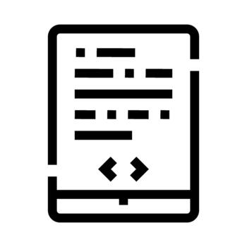 Tablet displaying coding script and software development icon vector