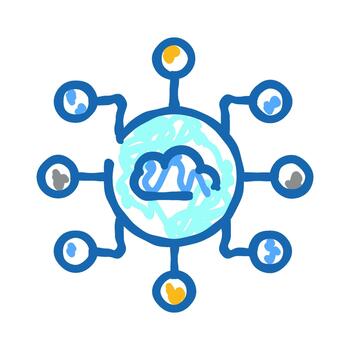 nube informática red distribuido datos y conectando dispositivos vector