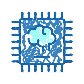 Artificial intelligence brain processing on microchip technology vector