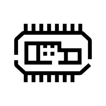 Computer microchip processing digital information line icon vector
