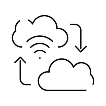 Cloud computing transferring data wirelessly between servers vector