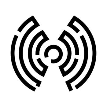 Circular maze icon presenting complex problem solving vector