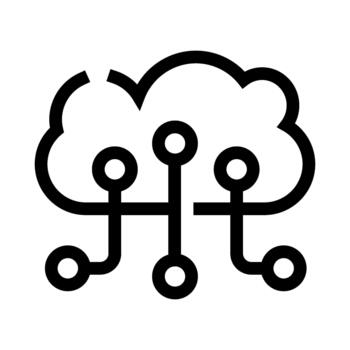 Cloud computing data network connecting multiple nodes vector