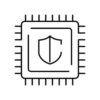 Processor security shield icon representing data protection hardware vector