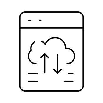 Desktop screen showing cloud computing data transfer vector