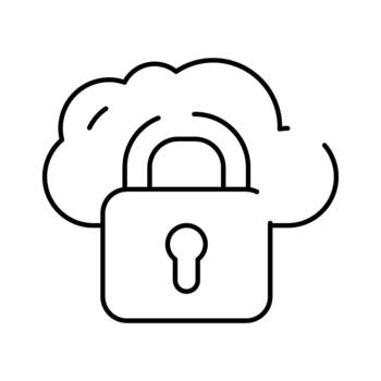 Cloud computing data security lock icon vector