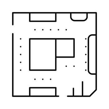Computer chip processor integrated circuit outline icon vector