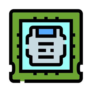 computadora procesador pastilla hardware informática tecnología icono vector