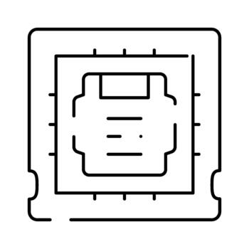 Central processing unit microchip technology line art vector
