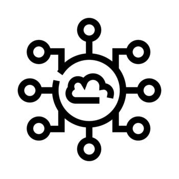 Cloud computing network connecting multiple devices icon vector